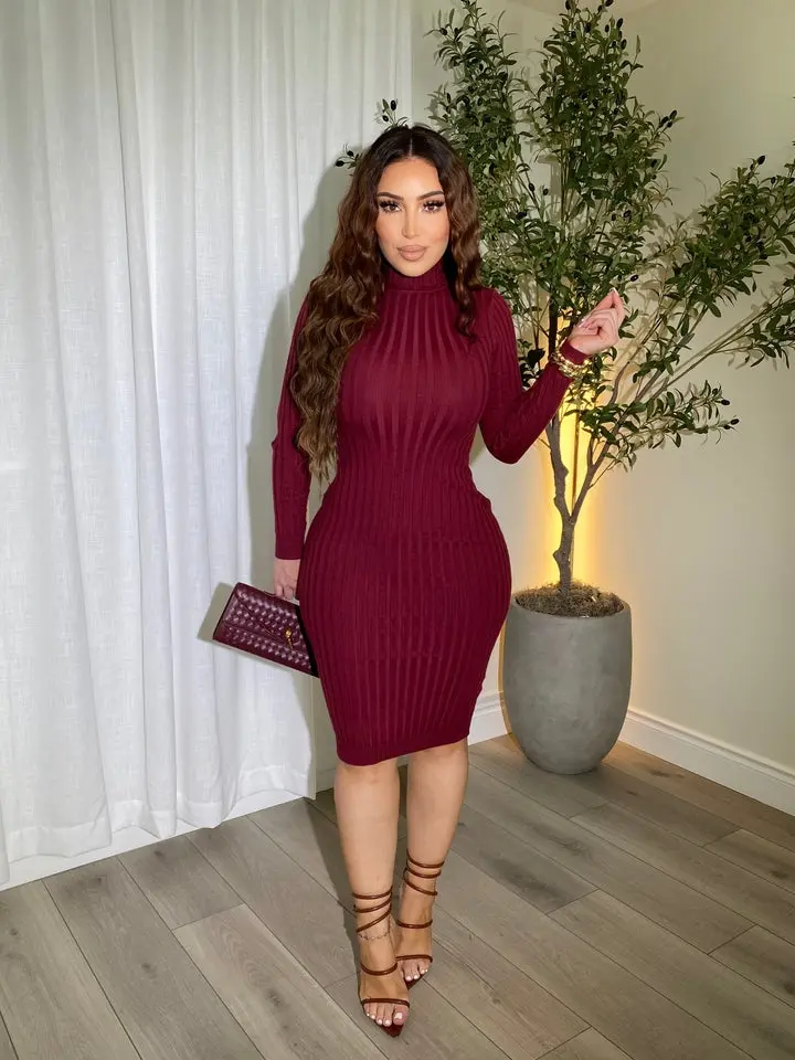 Veronica Burgandy Midi Dress