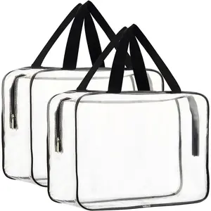 2 Piece Plastic Tote Bags Large Capacity Dry Wet Separation Transparent Handbag Beauty & Personal Care