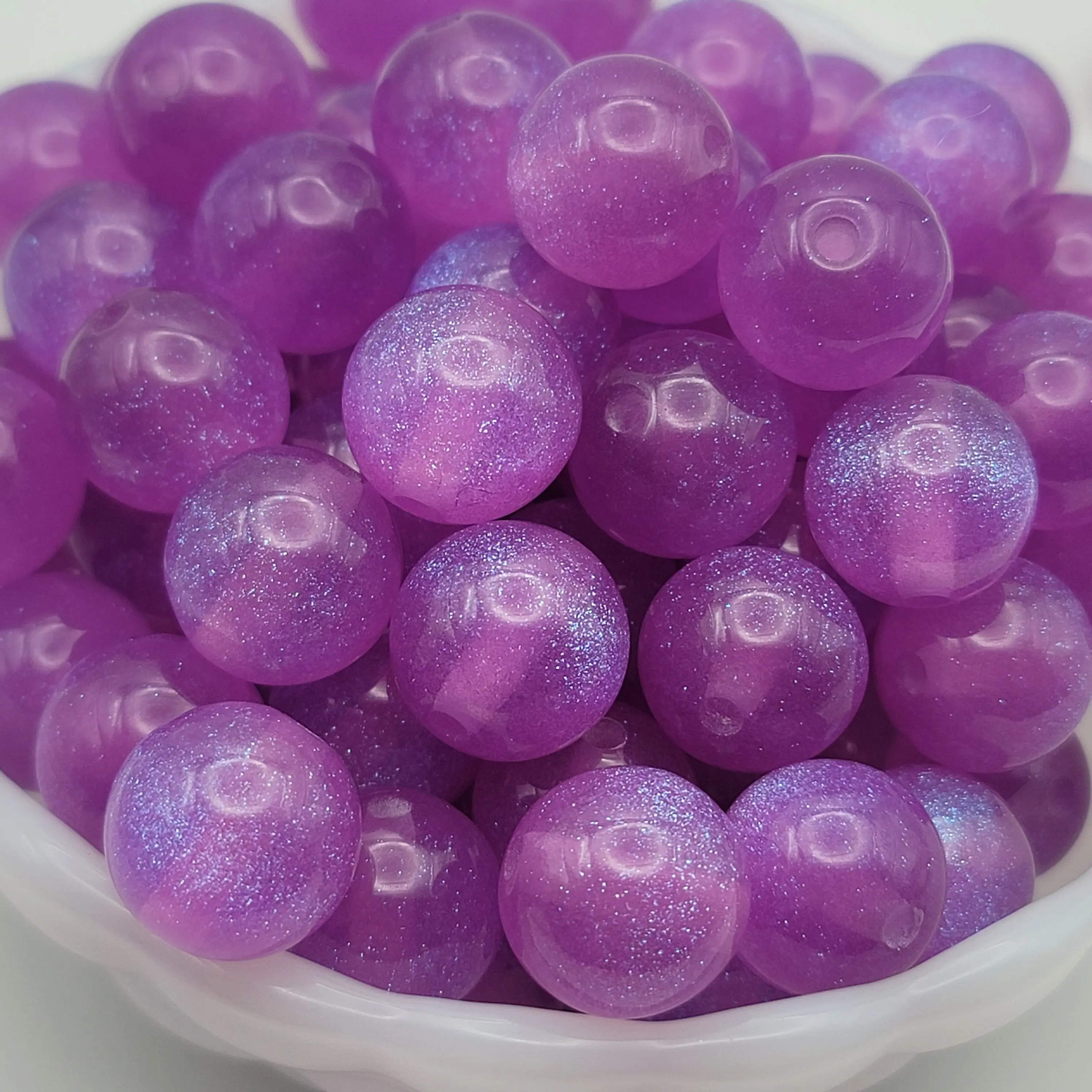 16mm Purple Resin Glitter Bedazzling Craft Decorative Beads, Beading Accessories for DIY Jewelry Making & Bead Art, Bedazzling Beads