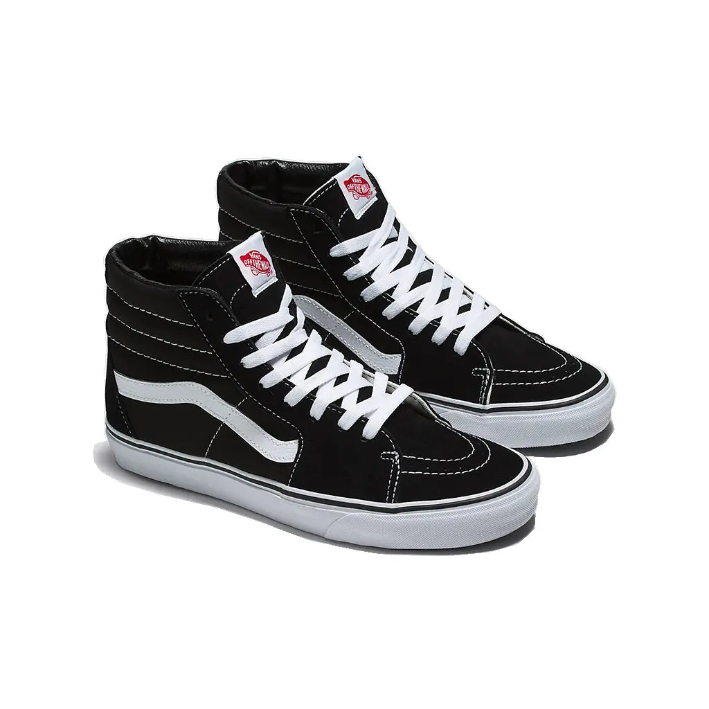VANS Men's Classic SK8-Hi Black/White High-Top Closed Lace-Up Skater Style Casual Sneakers - Round Toe, All-Seasons Durable Suede Upper, Reinforced Toe Caps, Contrast Color Sidestripe, Rubber Waffle Sole Walking Trainer