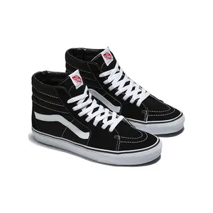 VANS Men's Classic SK8-Hi Black/White High-Top Lace-Up Footwear - Casual Athletic Trainer, Round Toe, All-Seasons Durable Suede Upper, Reinforced Toe Caps, Sidestripe, Rubber Sole Walking Shoes for Running, Training