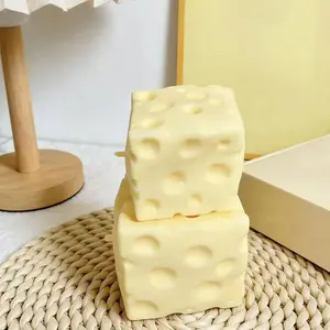 Squeezable! 1 PC 7cm Square Cheese Squishy Toy – Ultrathin TPR Shell with Slow Rebound, No Filler Inside, Satisfying Stress Relief for Fidgety Hands