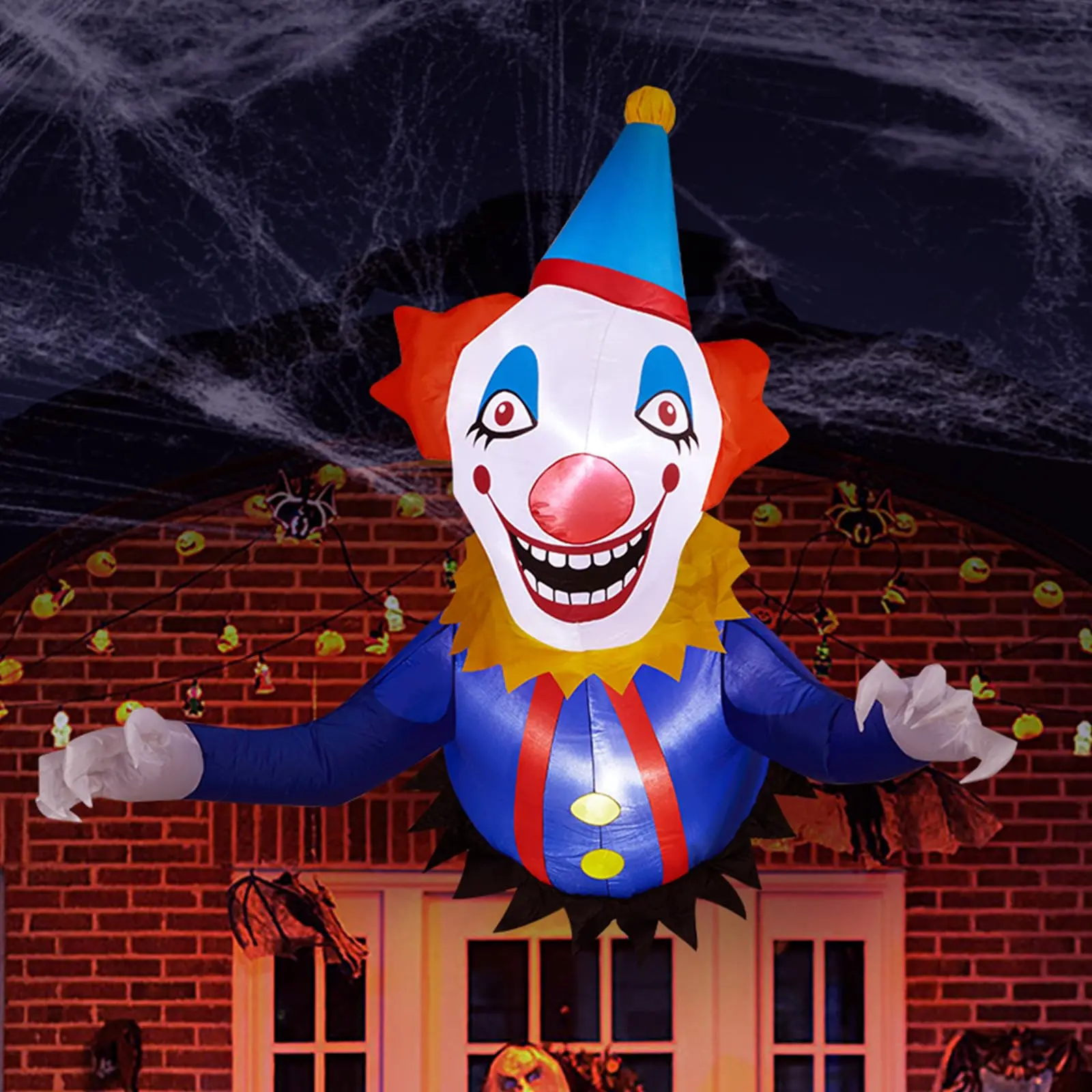 3 FT Spooky Lightweight Halloween Inflatable Window Clown, Built-in LED Lights Blow-Up Novelty Decoration for Lawn, Haunted House Parties