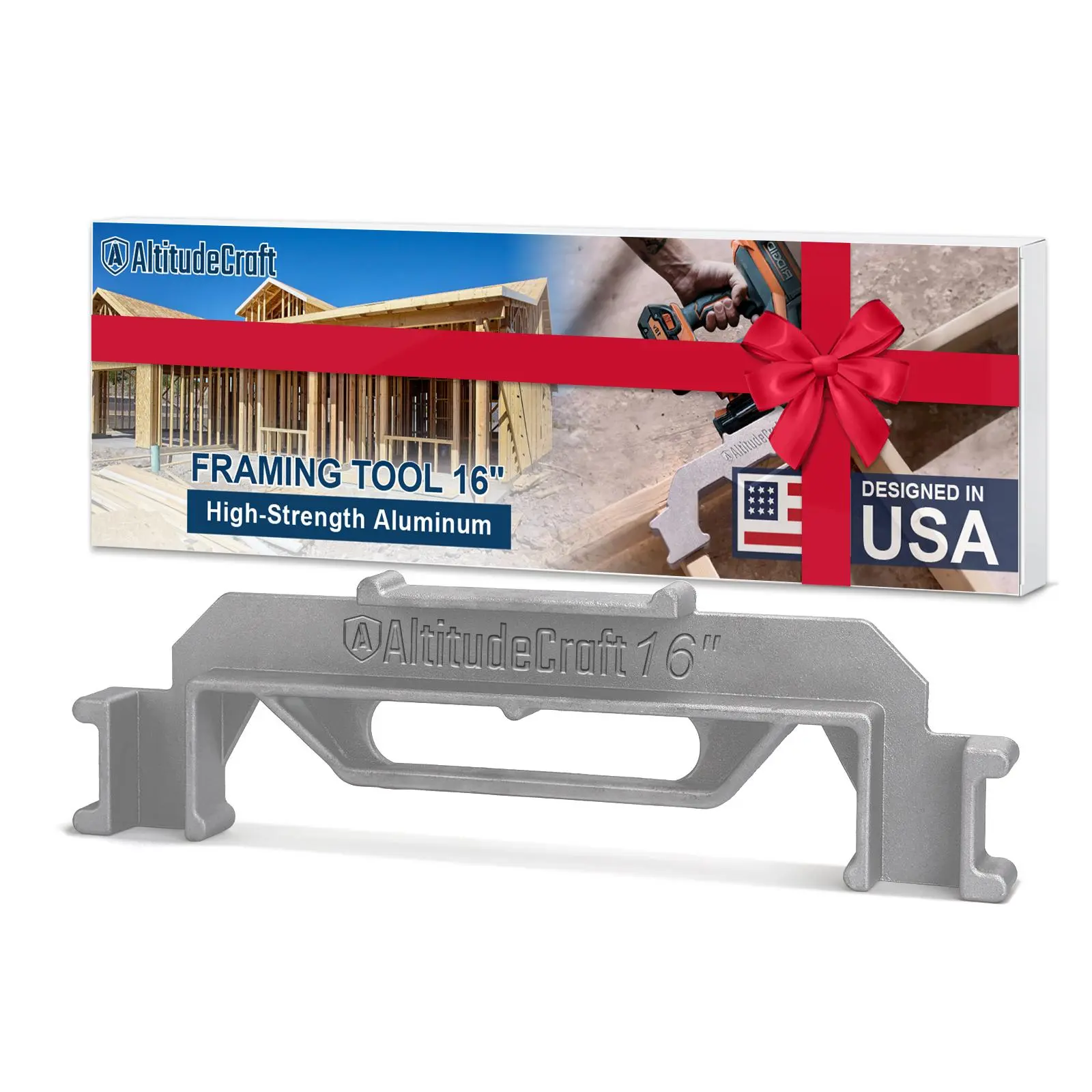 AltitudeCraft 16″ Aluminum Stud Framing Jig with Comfort Handle, Quick Wall Layout and Spacing Guide for Contractors, Carpenters, Construction and DIY Projects