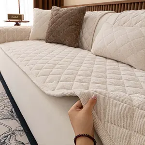 1PC Plush Sofa Cover – All-Season, Pet-Friendly & Scratch-Resistant, Non-Slip and Machine Washable Slipcover for 1/2/3/4/5 Seater Sofas, Modern Solid Color Furniture Cover, Sofa Couch Covers for Living Room & Bedroom