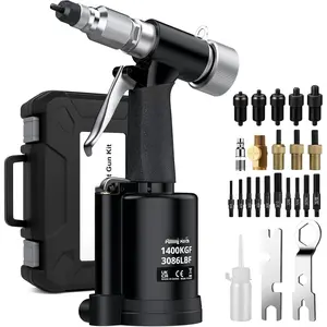 Pneumatic Hydraulic Rivet Nut Set - 3086LBF Heavy-Duty Riveters Setting Kit for M4 M5 M6 M8 M10 1/4" 5/16" 3/8" Nuts with Storage Case (Black)