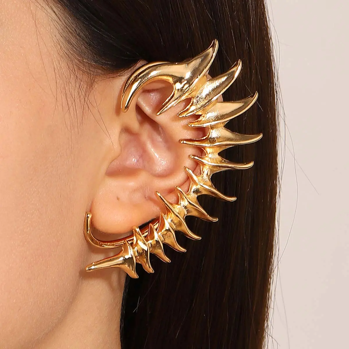Skeleton Spine Ear Cuff, Gothic Punk Mechanical Style Non-Pierced Earring, Unisex Statement Jewelry for Men & Women - Limited Time Offer, Unisex Names