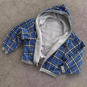 Y2K retro checkered hoodie/jacket (1990s–2000s), black/white/brown tones, oversized fit, machine washable, casual jacket suitable for all four seasons, men’s long-sleeve top, giftable — GARMENTARY