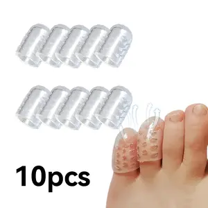 Silicone Anti-Collision Toe Protectors, 10pcs Gel Toe Covers, Breathable Soft Transparent Toe Caps, Unisex Running and Dancing Pain Relief, Clear
