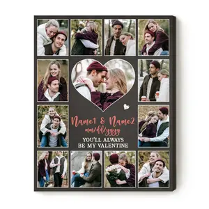 Personalized Couple Photo Collage Canvas - Custom Anniversary & Valentine Gift Canvas Wall Art Canvas Decor Poster