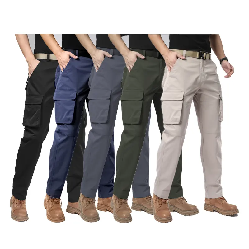 Men’s Full-Length Heavy-Duty Cargo Straight-Leg Pants – Durable, breathable, comfortable all-season dual-purpose menswear, khaki and multiple colors, suitable for everyday commuting and outdoor work; dual-purpose men’s pants