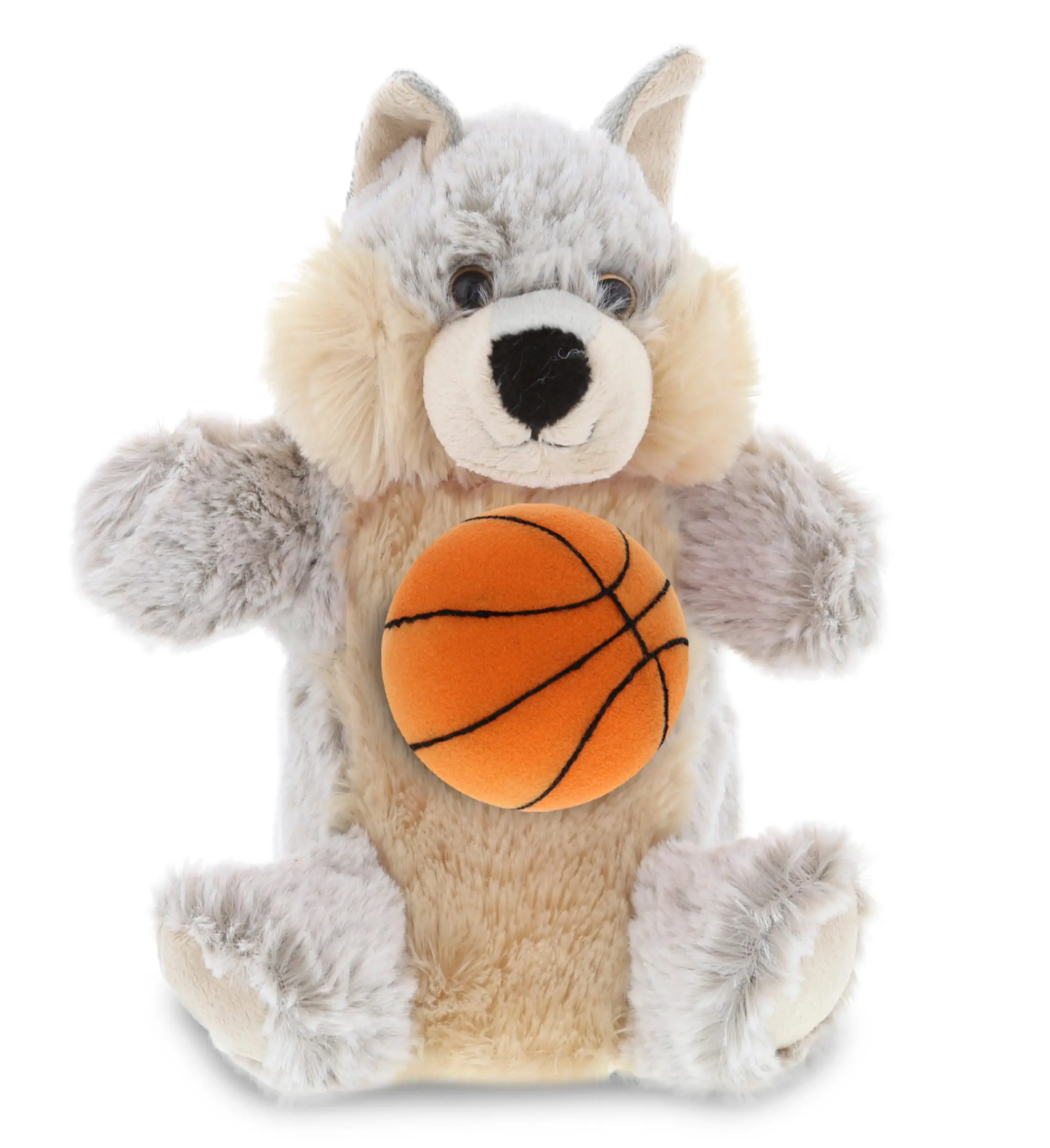 DOLLIBU Unisex Polyester Plush Wolf Hand Puppet - Super Soft, with Basketball Accent