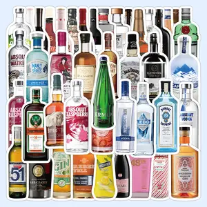 63 Pcs Wine Bottle Stickers - Decorative Sticker Set for DIY Embellishment, Ideal for Notebook, Phone Case, Backpack & Scrapbook, Cellphone, Casing