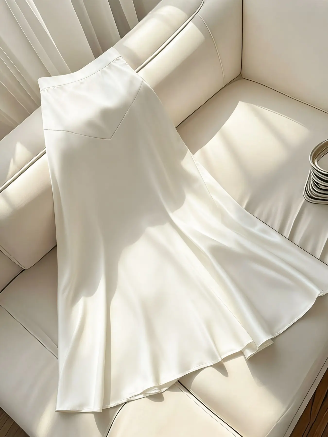 Women's Satin Midi Skirt, High Waist A-Line Design, Smooth and Soft, Elegant and Chic, Suitable for Office, Dinner, Daily Wear, Lightweight and Wrinkle-Resistant, Minimalist Luxury, Elegant Fashion Skirt