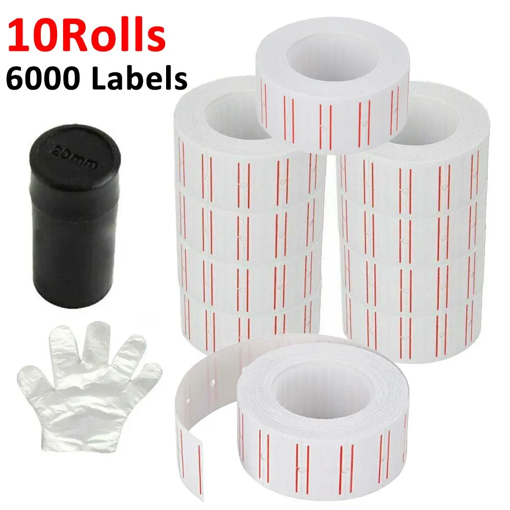 SJPACK Label Stickers Refill Pack, 10 Rolls 6000pcs White Pricing Tags for MX-5500 Label Gun Labeller