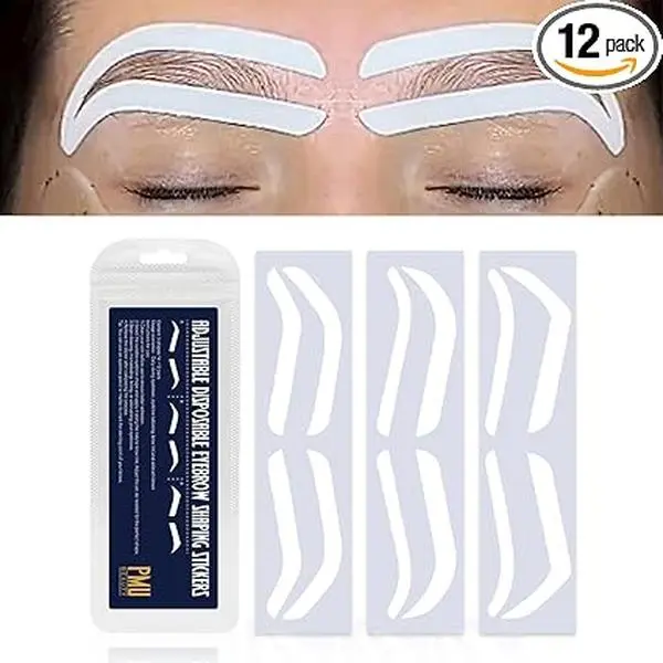 12Pairs Airbrush Eyebrow Shaping Stickers Adhesive Stencils Shape Tape Disposable Microblading Stamp Airbrush Brow Mapping Guide Semipermanent Auxiliary Air Brush Templates