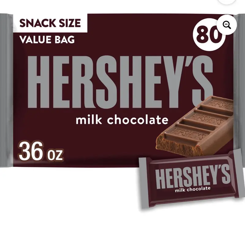 Hershey’s Milk Chocolate Bars - Snack Size, 80-Count Pack