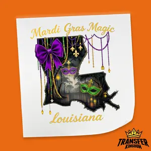 Mardi Gras Magic Louisiana Design - Mardi Gras DTF Heat Transfer Sheet
