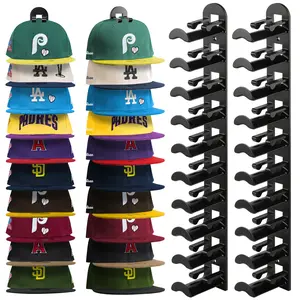 2 Hat Organizer For Baseball Caps Hat Rack For Men Wall-mounted Hat Storage with Strong Adhesive and Nail Hold up to 20 Hats Space-saving Hat Hanger for Closet Door Bedroom Easy Access Display Installation Cap Rack On Wall Hat Hook Decoration