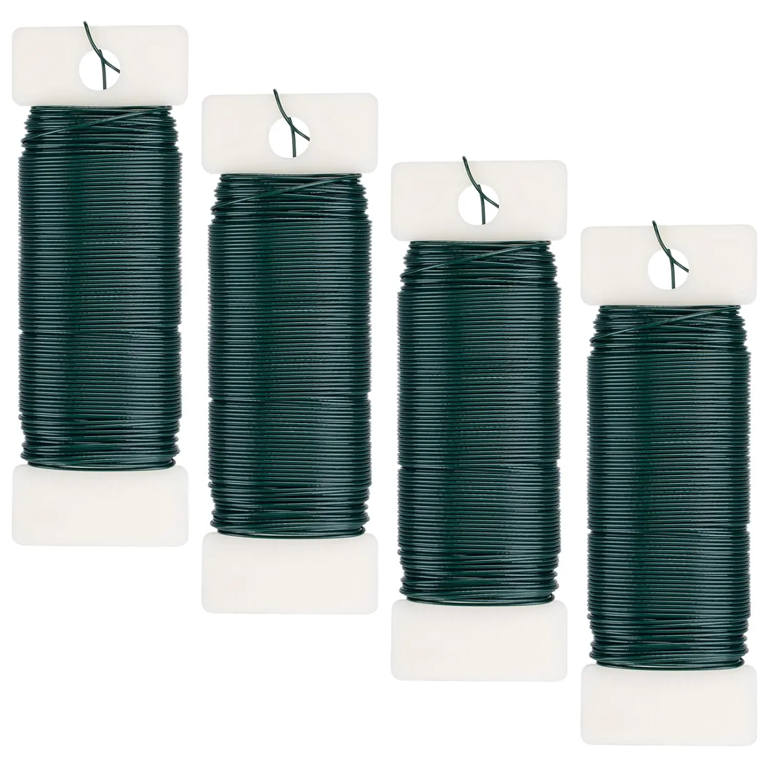 4 Pack Floral Wire, 131 Yards Paddle Wire 22 Gauge Florist Wire Green for Wreath Wire Making Craft, Floral Flower Arrangements and DIY Crafts, Garland
