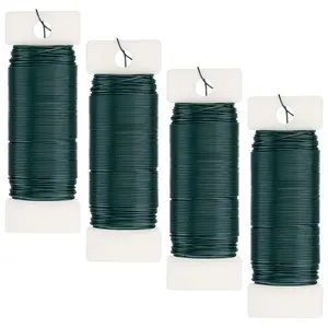 4 Pack Floral Wire, 131 Yards Paddle Wire 22 Gauge Florist Wire Green for Wreath Wire Making Craft, Floral Flower Arrangements and DIY Crafts, Garland