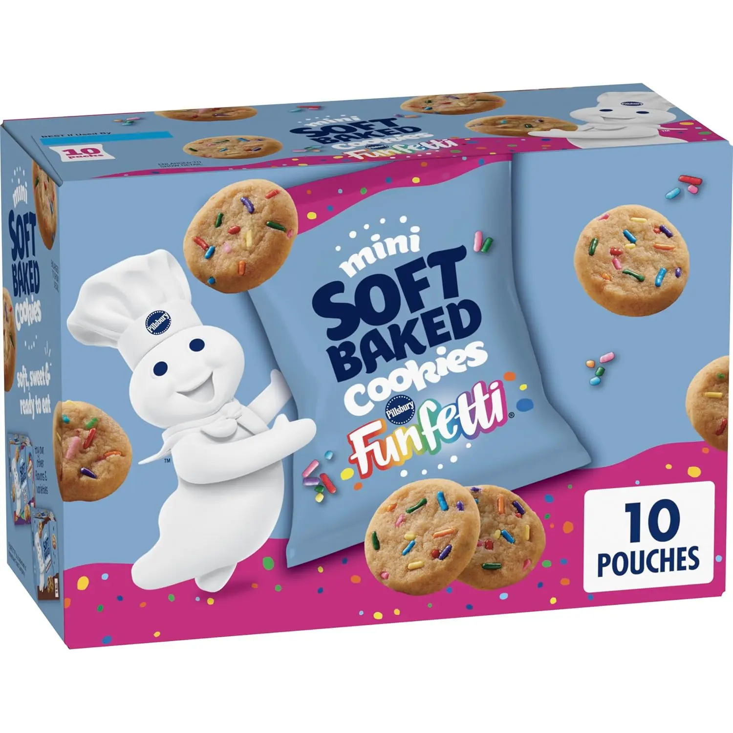 Pillsbury Mini Soft Baked Cookies, Funfetti, Snack Bags, 10 ct, 10 oz