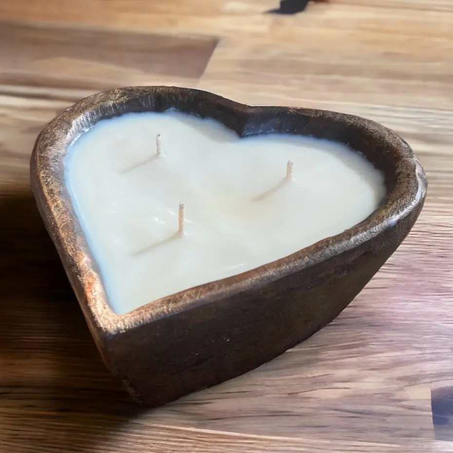 Heart shaped dough bowl candle 10oz.