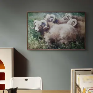 Hand drawn custom canvas oil painting animal oil painting work - original work of "Sheep"