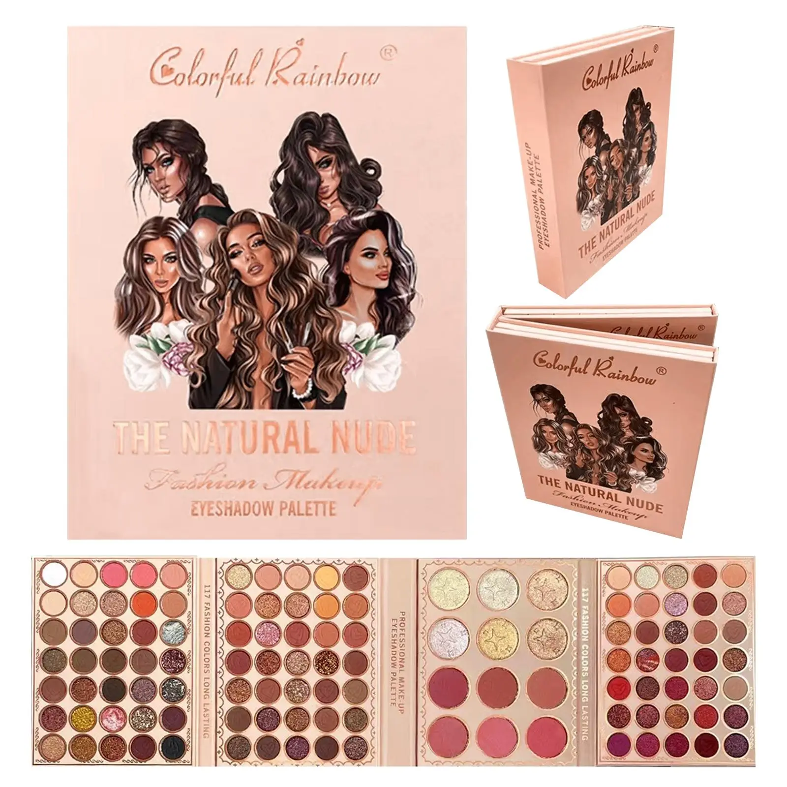 Colorful Rainbow The Natural Nude Mega Eyeshadow Palette - 300 Blendable Tones Ultra Pigmented Matte & Shimmer Finishes for Effortless Makeup Looks  eye shadow
