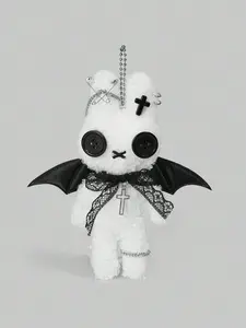 Gothic Cute Big Eye Rabbit Bag Charm, Bow Cross Decoration Keychain, Bat Wings Halloween Bag Accessory, Unique Fashion Jewelry, Keychain Kawaii