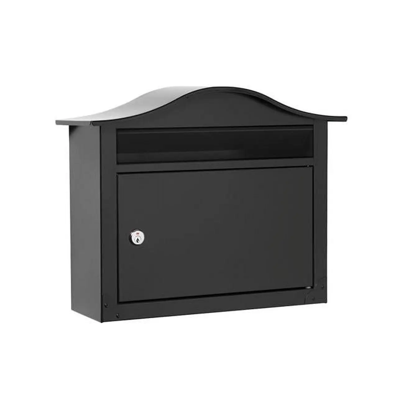 Saratoga Durable Galvanized Steel Wall-Mount Locking Metal Mailbox - Black, Impact-Resistant, Rust-Resistant, 13.4 h x 5.8 w x 16.7 l in, 6.34 lbs
