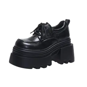 High Heel Platform Casual Shoes for Women Autumn New Fashion Sneakers PU Leather Oxford Shoes for Women