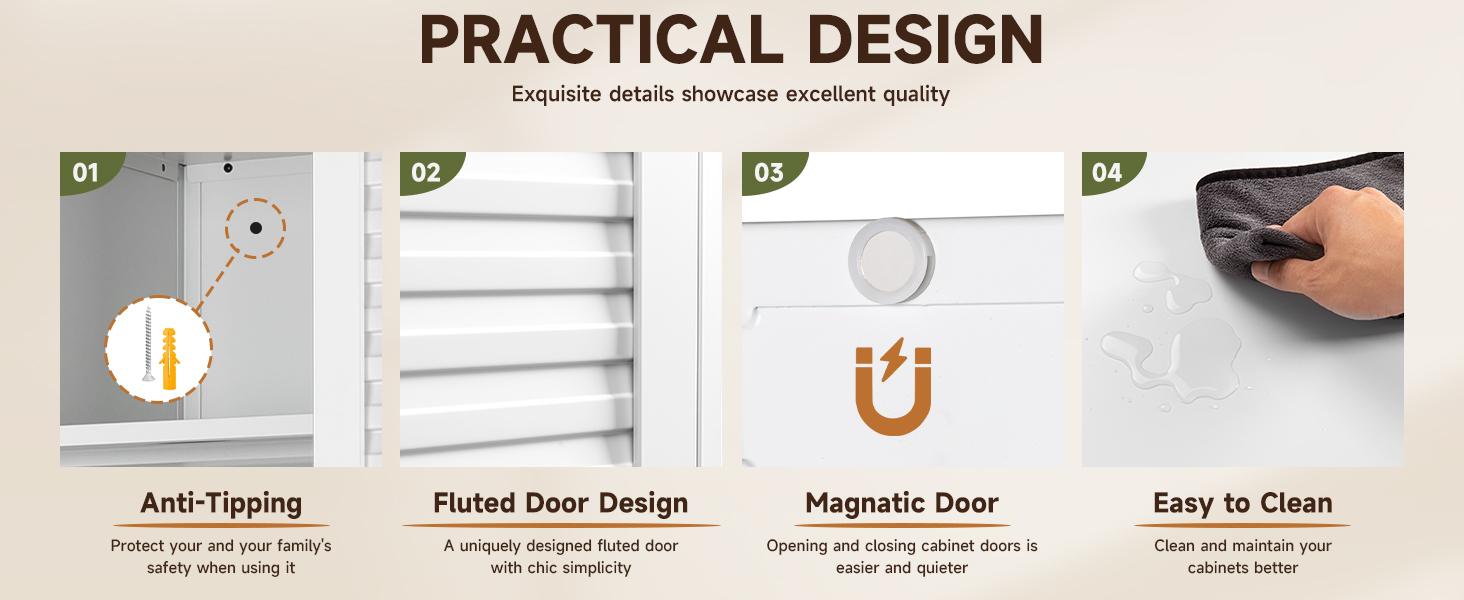Letaya Metal Armoire Wardrobe Closet Organizer - 20" Deep Cabinet with Doors, Shelves, Hanging Rod for Home Room Clothes Storage