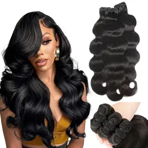 CSCHS Body Wave Bundles Human Hair Brazilian Virgin Hair 1-30 Inch Natural Black Soft & Thick No Shedding Hair Weave 1/3 Bundles
