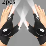 HOXEZU LED Fingerless Gloves for Adults - 40g High-Quality ABS Plastic, Waterproof, Hands Dry, Led Lights, Hands-Free Tool, Ideal for Camping, Fishing, Prolonged Use, Mens Christmas Gift Options for Dad (Last Minute Included)