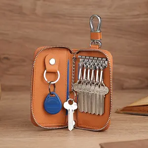 Top-layer cowhide key case, home key holder, genuine leather key protector, access card holder, multifunctional car key case