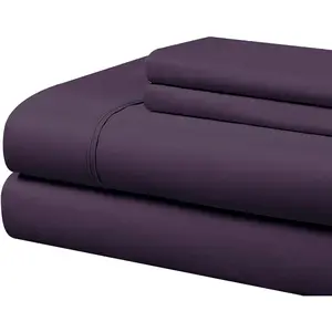 Ultra Wrinkle Resistant Double Brushed Microfiber Sheet, Eggplant, Twin