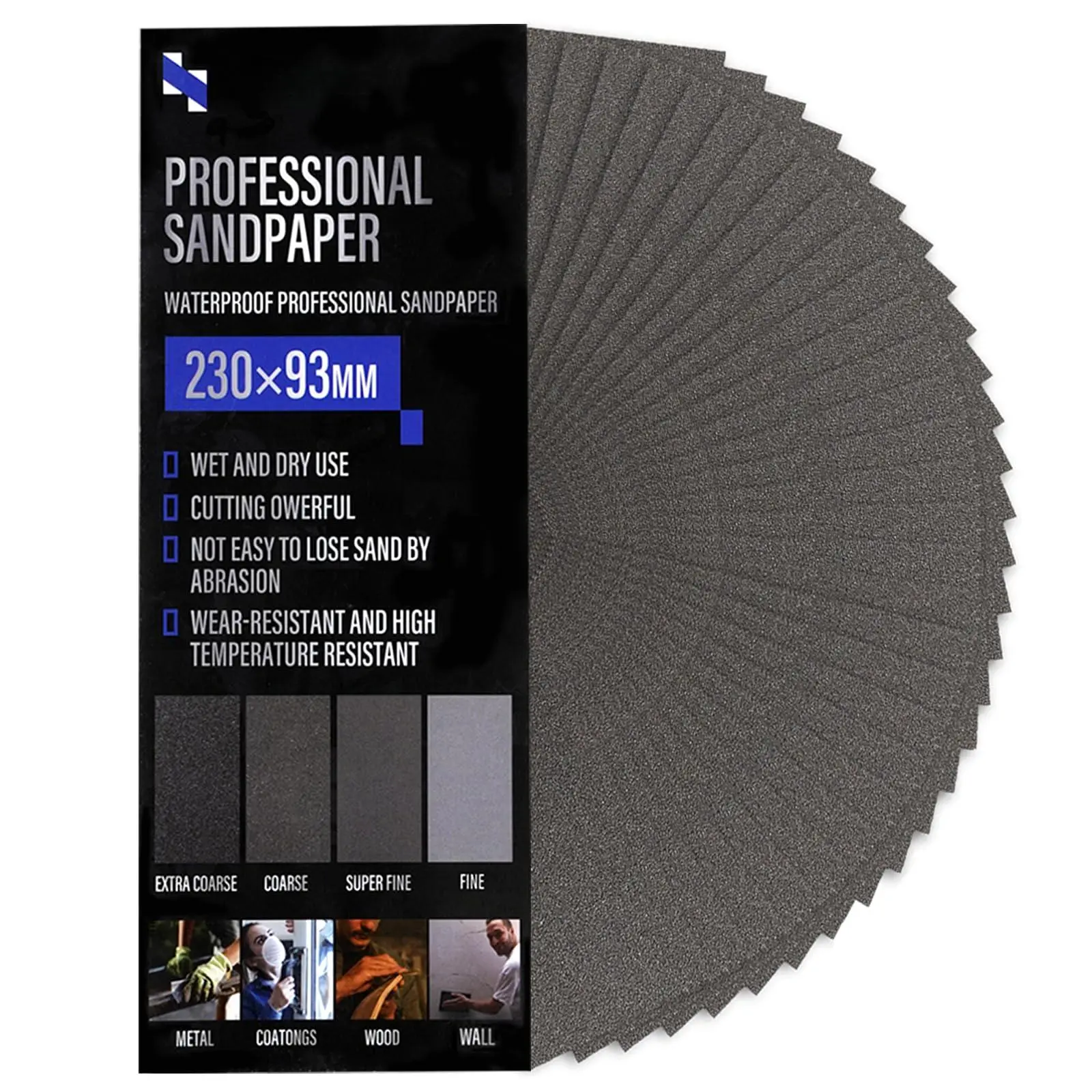30pcs 120 Grit Sandpaper  9 X 3.6 Inch Wet Dry Coarse Sand Paper For Wood Furniture Finishing Drywall Metal Sanding Automotive Sheets