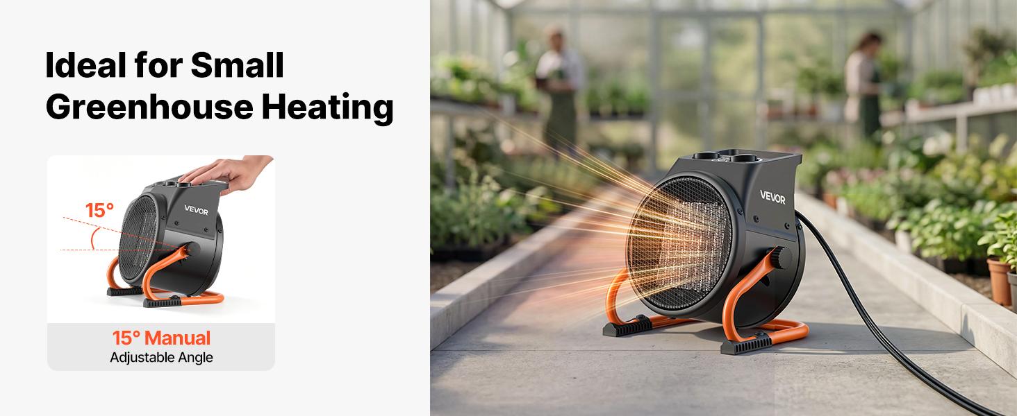 【summerfinds】VEVOR 1500W Electric PTC Greenhouse Heater with 1500w Power, Heat-Fan Modes, Low-High Settings, 15° Adjustable Angle, Overheat Shut-Off, Heat Resistant Steel Housing, Grip Handle, Portable Size for Grow Tent, Flower Room, Yes, Small, Home, 15 【summerfinds】VEVOR 1500W Electric PTC Greenhouse Heater with 1500w Power, Heat-Fan Modes, Low-High Settings, 15° Adjustable Angle, Overheat Shut-Off, Heat Resistant Steel Housing, Grip Handle, Portable Size for Grow Tent, Flower Room, Yes, Small, Home, 15