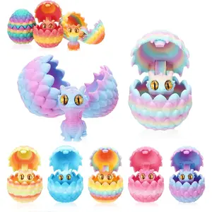 3D-Printed Dragon Egg Set, Includes Eggs & Mini Dragons in Random Colors, Home Desktop Decor for Easter, Valentine's Day and New Year