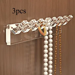 Wall-Mounted Jewelry Storage Rack Organiser with 8 Hooks, Beaded Bracelet & Earring Display Stand, Anti-Tangle Hanging Jewelry Tower, Beaded Necklace Holder
