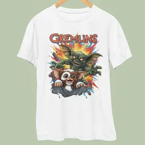 Gildan Men's Gremlins Graphic T-shirt with Iconic Movie Design, Stylish Short Sleeve Crew Neck for Film Fans