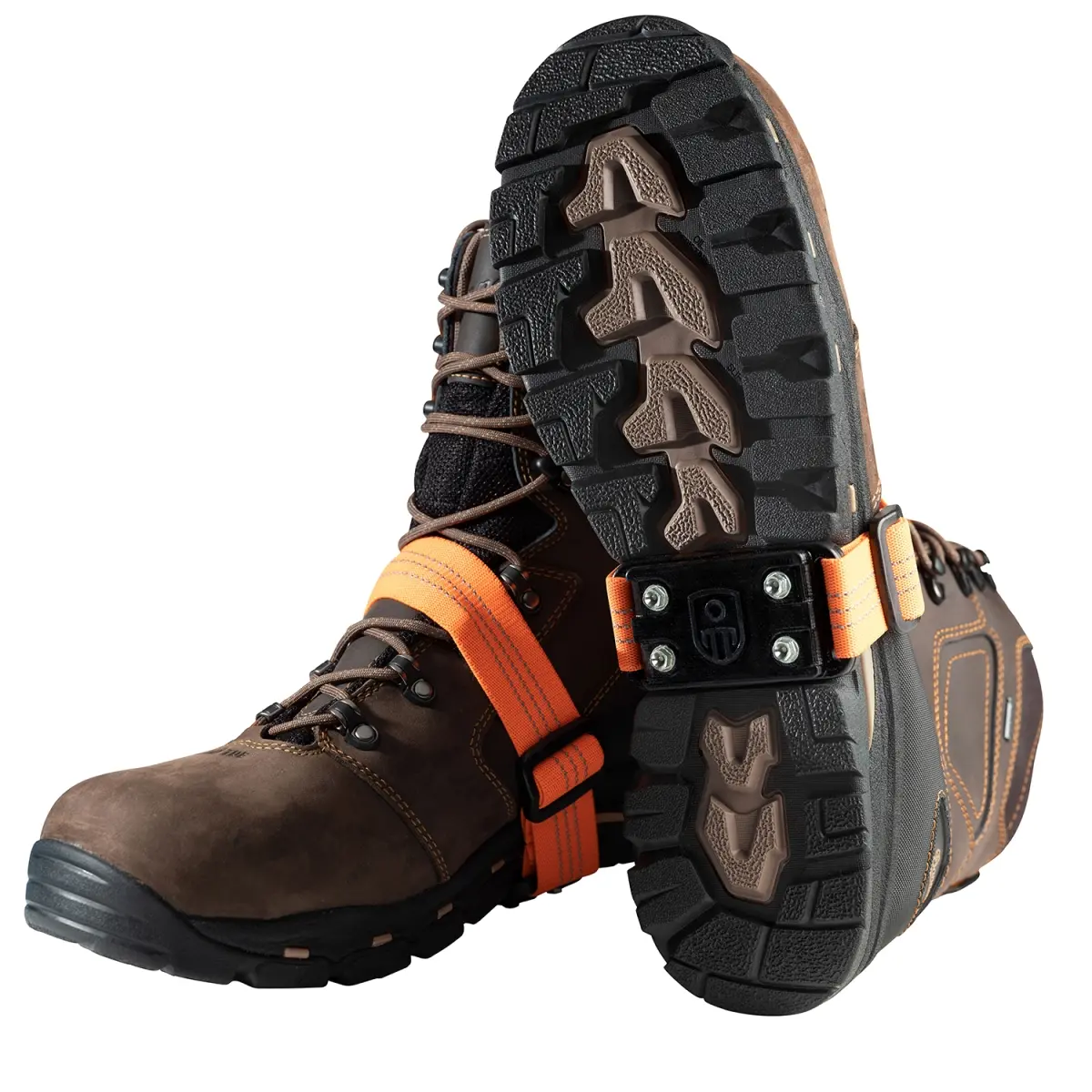 Impacto Protective Products B2692092 Unisex Anti-Slip Steel Overshoe Ice Cleats - One Size, Elastic Plastic Weave Closure, Reflective Adjustable Strap, Replaceable Cleats, Lightweight Long Time Use, Prevent Marking Floors, All Seasons Outdoor Work, Black