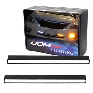 iJDMTOY Slim-Fit 28-SMD White/Amber Sequential Blink Switchback LED Daytime Running Light Bar, Universal Fit For Most Car SUV Truck