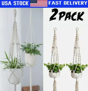 2 Pack Plant Hanger Flower Pot Plant Holder Large 4 Legs Macrame Jute 41 Inch US