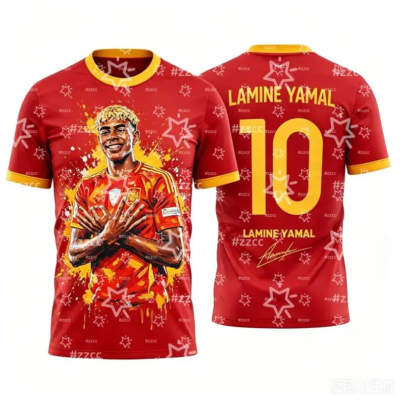 Spain Jersey for Kids, Yamal #10 Soccer Jersey, Youth Football Shirt, Spain Soccer Kit, Fan Gift, Boys Girls Sports Tee