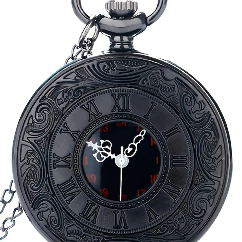 Men's Vintage Hollow Out Design Quartz Pocket Watch, Fashion Round Dial Quartz Watch with Chain, Trendy Analog Watches for Daily Life, without Box, Casual Analog Watch, Quartz Analog Timepiece