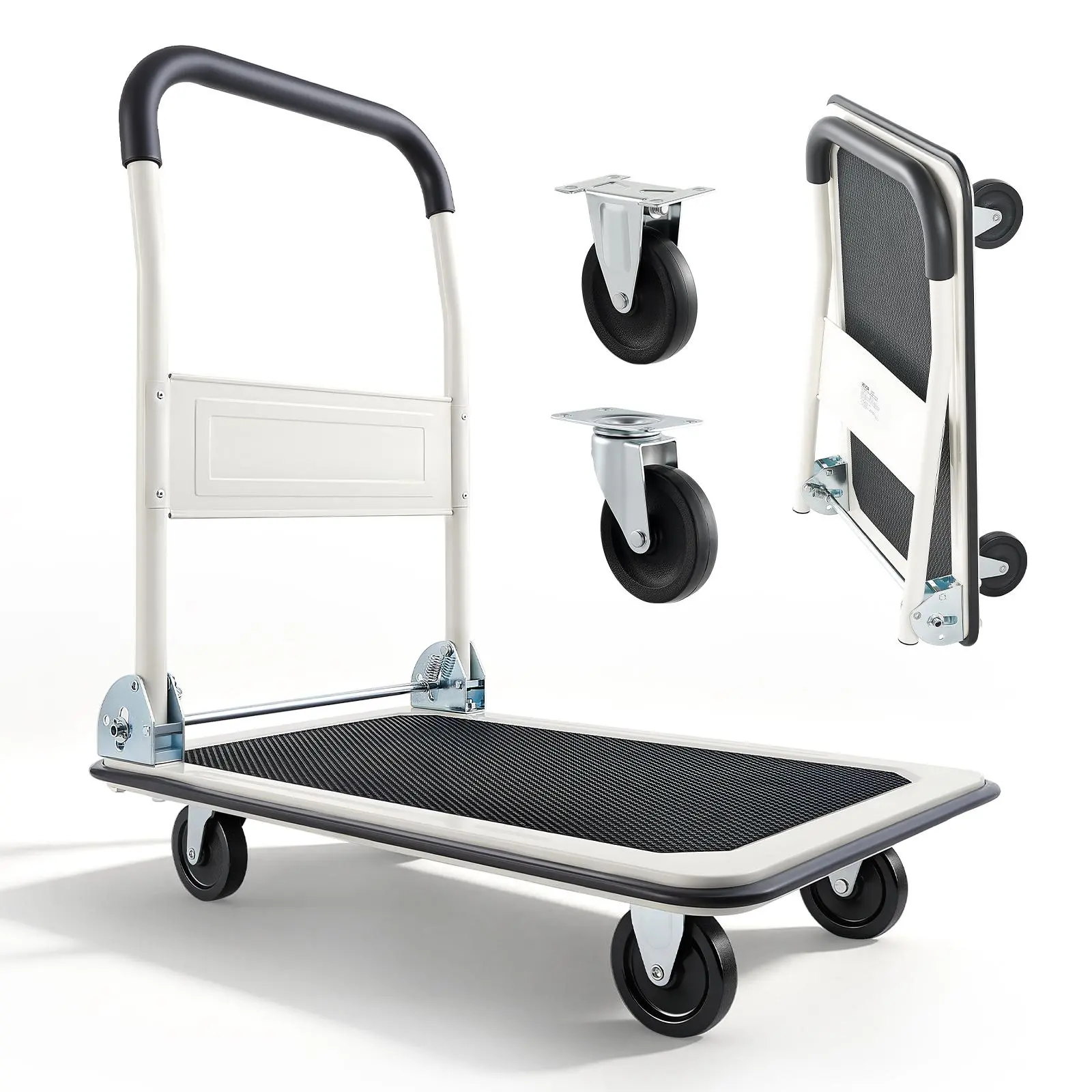 【SummerFinds】VEVOR Foldable Push Cart Dolly, 330 lbs Load Capacity, Folding Platform Truck with Swivel Wheels, Moving Platform Hand Truck Flatbed Cart, Space Saving Push Handle, for Easy Storage, 29 x 18.9 x 32.5 in