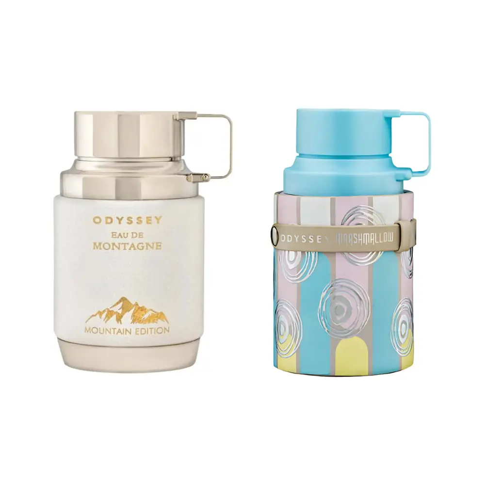 Unisex Fragrance 2-Piece Set - Armaf Odyssey Marshmallow Gourmand Edition & Odyssey Eau de Montagne 100ml Eau de Parfum, Gourmand Fruity, Layer Sweet+Woody Scent