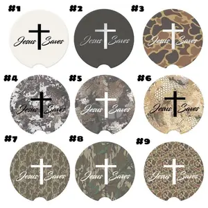 Jesus Saves Camouflage Car Coaster Collection, Cup Holder, Hunting Gifts/Camo Car Accessories/Hunting Gifts/Coasters for Vehicle/Waterfowl Camo Car Décor, Hunting Gifts